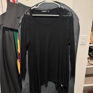 Apt. 9 Women's Black Top with Lace Accents